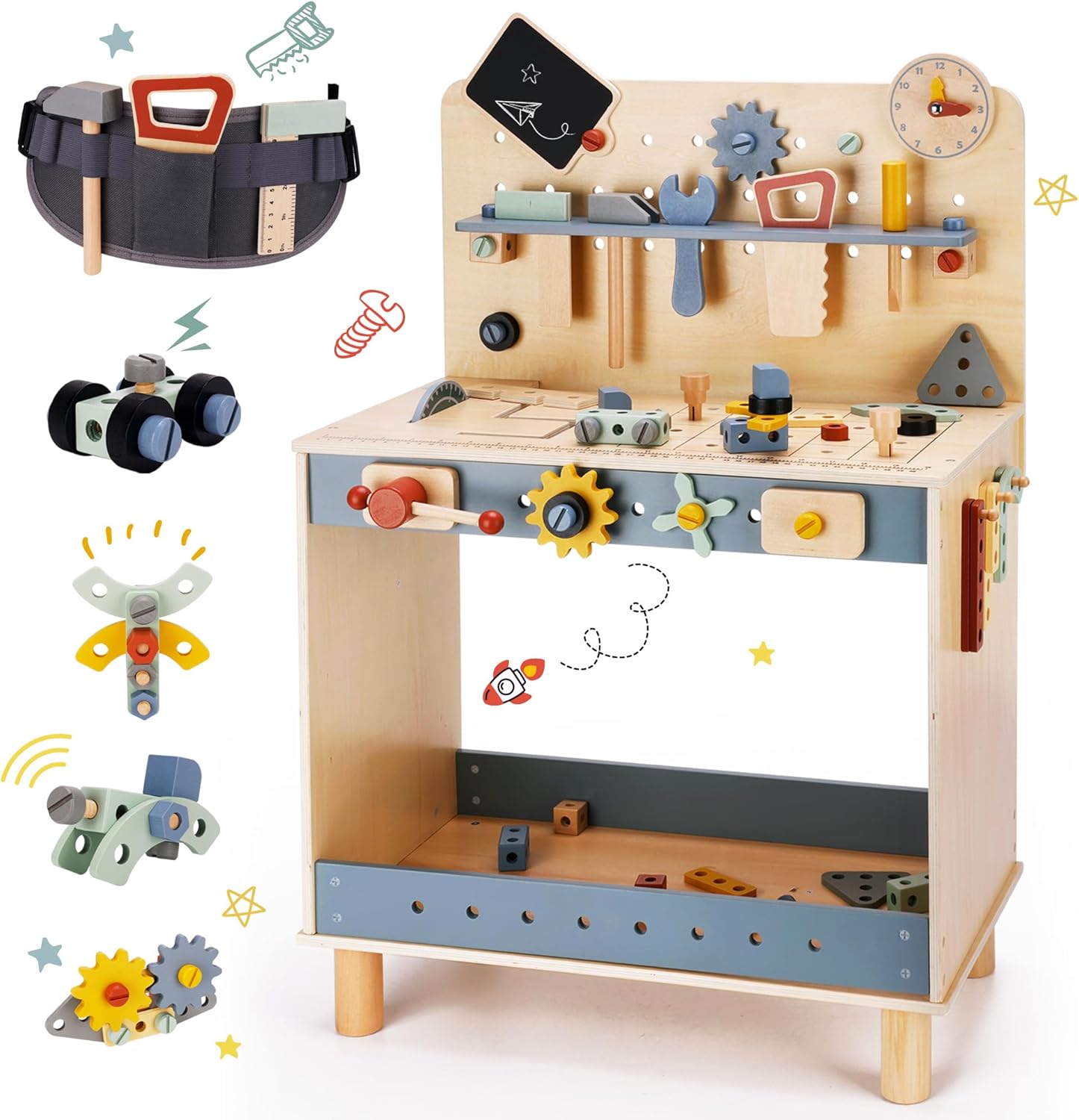 Bpmfkid® Wooden Toy Workbench Tool for Kids