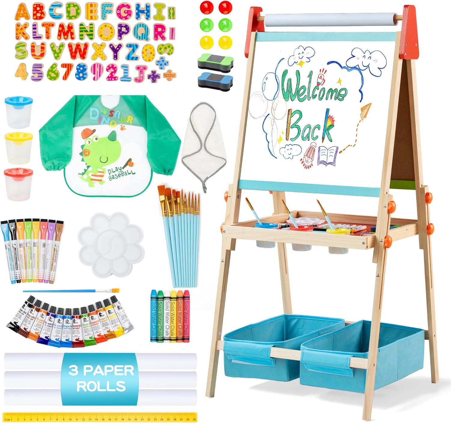  Bpmfkid® Kids Art Drawing Easel Set（Blue）