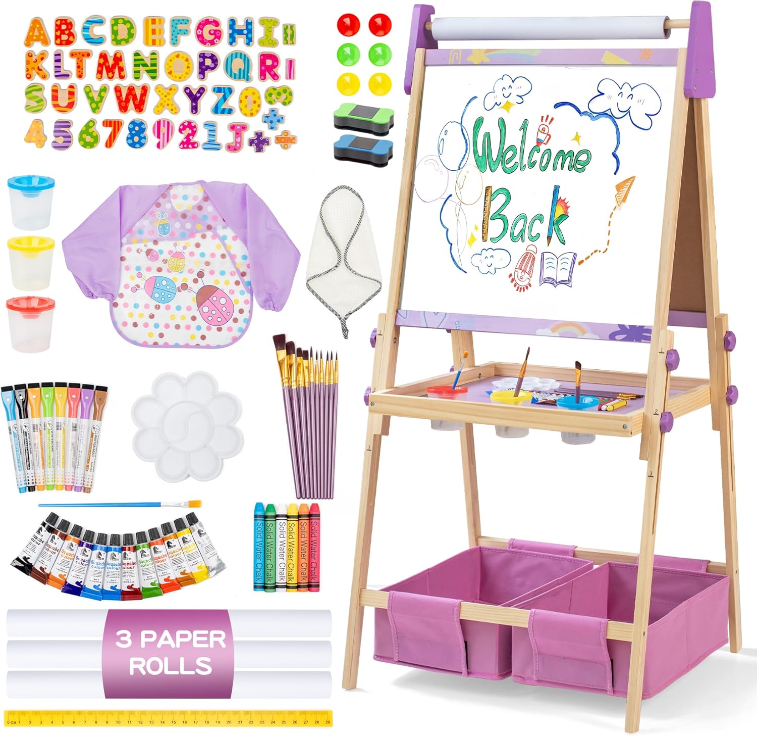 Bpmfkid® Kids Art Easel Set (Purple）